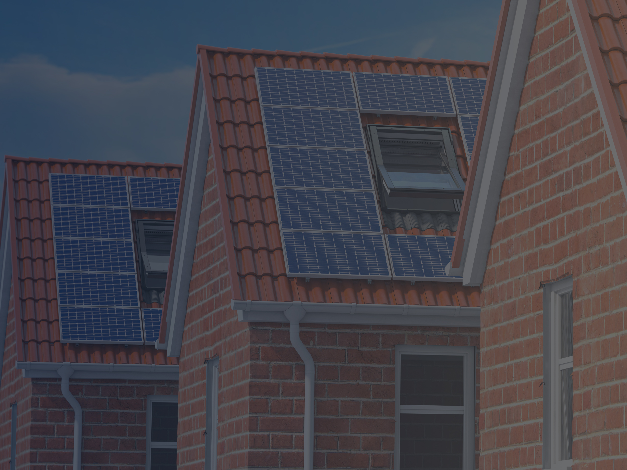 Row of Houses with Solar Panels on Roof