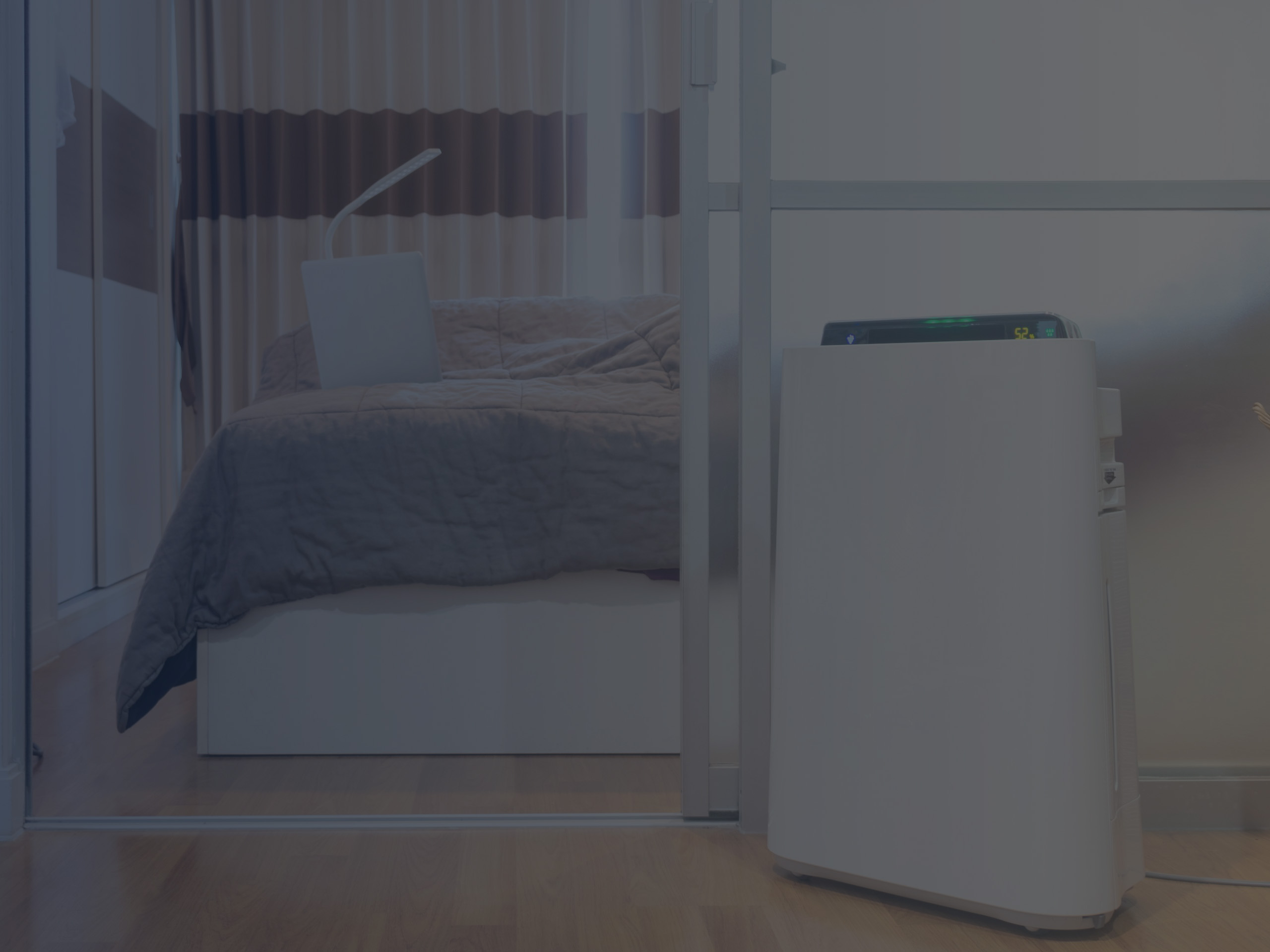 Air Purifier in the Hallway with Bedroom Door Opened